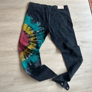 Golden mens tie dye skinny black jeans
